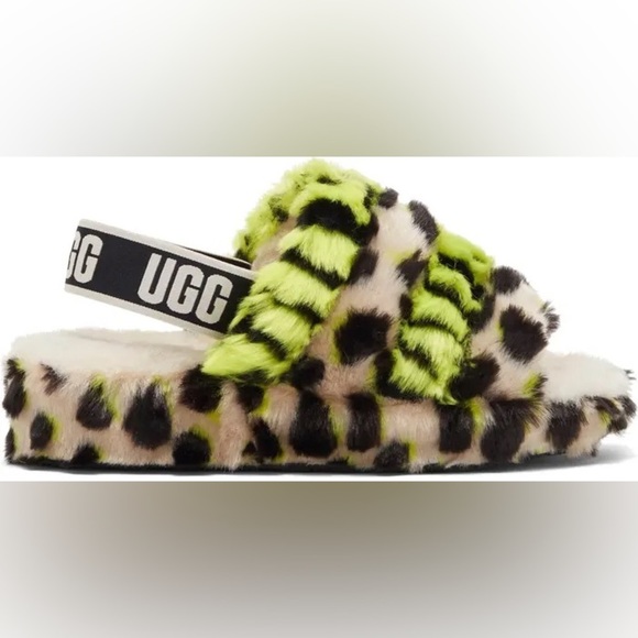 UGG Shoes - Nwt Fluff Yeah Animalia Platform Slingback Key Lime size 10